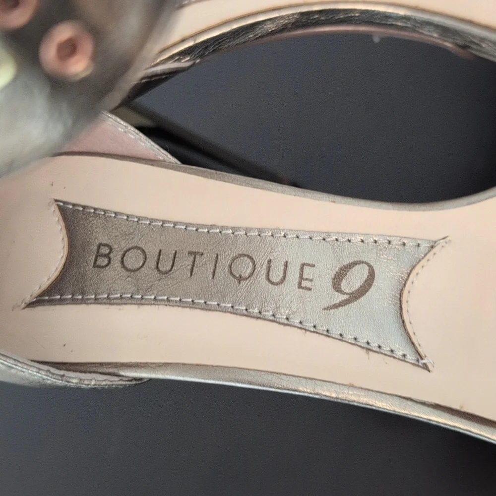 Boutique 9 Gold & bronze Leather Platform High Heel Strap Sandals NWOT  Size 6.5 - Picture 8 of 13
